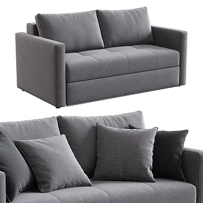 Modern Grey Two-Seater Sofa with Soft Pillows and Comfortable Sleek Design 3d model