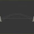 Sydney Harbour Bridge Model With Arch Structure And Stone Towers On Dark Surface With Reflection 3d model