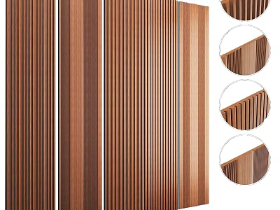 Wooden Vertical Slat Wall Panels With Detailed Texture For Modern Interior Decor Design 3d model