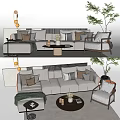 Modern Sofa Coffee Table Combination Single Sofa Coffee Table Leisure Chair Side 3d model