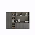 Modern Wooden Bookcase With Open Shelves Closed Cabinets Books And Decorative Items