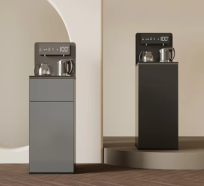 Modern Vertical Kitchen Appliances With Gray And Black Design Digital Display And Stainless Steel Kettles 3d model