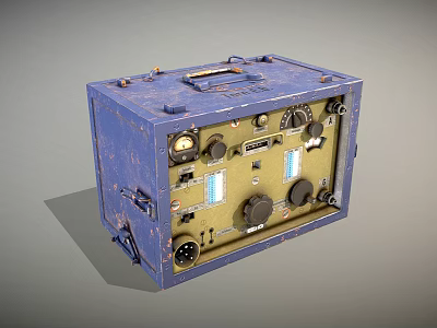 Vintage Blue Equipment Case With Control Panel Knobs And Gauges 3d model