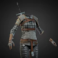 Medieval Armor Clothing Model With Sword Chainmail Leather Straps And Gauntlet