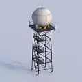 Industrial Monitoring Tower with Spherical Radome Metal Framework Staircase and Platform Structure