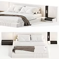 Modern Double Bed With Brown Headboard White Sheets And Stylish Bedside Tables Design