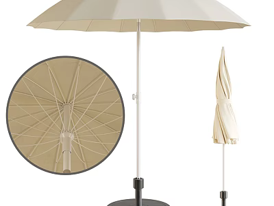 Beige Outdoor Patio Umbrella With Sturdy Frame And Collapsible Design 3d model