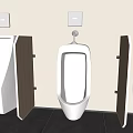 Three Modern Wall Mounted White Ceramic Urinals In Public Restroom Interior Design
