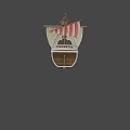 Game Movie Pirate Ship Character With White Sail Skull Flag And Figurehead Design