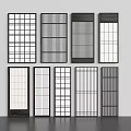 Japanese-style sliding door combination 3d model