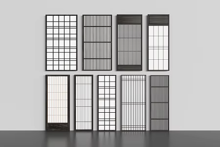 Japanese-style sliding door combination 3d model
