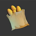 Simple Paper Bag Filled With Fresh Yellow Eggs On Dark Background