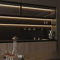 Modern Dark Wooden Sideboard With Glass Doors LED Lighting And Dining Room Storage