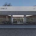 Modern Car Showroom Interior With Two Cars Display Screens And Comfortable Seating