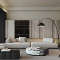 Modern Living Room Interior With Sofa Marble Coffee Table Floor Lamp Decorative Wall And Rug
