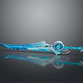 Futuristic Blue Sword Weapon With Glowing Core Metallic Shine And Reflective Surface