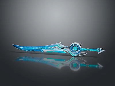 Futuristic Blue Sword Weapon With Glowing Core Metallic Shine And Reflective Surface 3d model