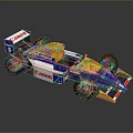Blue Yellow White Formula Racing Car With Canon Logo Detailed Exterior Design
