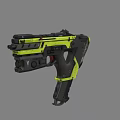 Futuristic Yellow And Black Tactical Pistol Weapon With Grip And Scope Design