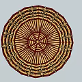 Circular Ceiling Design Featuring Radial Pattern And Decorative Beige Red Details 3d model