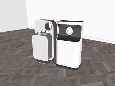 Modern Smart Trash Bins With White And Brown Design For Indoor Wooden Floor 3d model