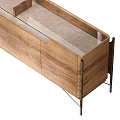 Modern Wooden TV Stand With Drawers Cabinets And Metal Frame Design