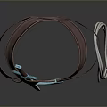 Practical Leather Daily Life Item With Brown Strap Metal Decoration Small Sword And White Rope