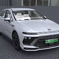 Hyundai Silver Electric Sedan With Green License Plate 3d model
