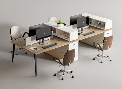 Modern Office Desk and Chair Office Desk and Chair Staff Station Computer Desk and Chair 3d model