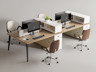 Modern Office Desk and Chair Office Desk and Chair Staff Station Computer Desk and Chair 3d model