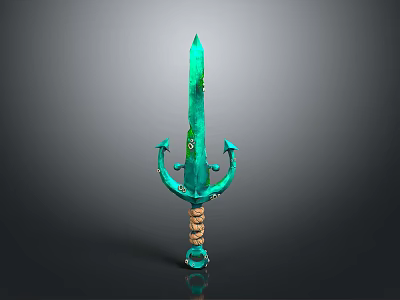 Turquoise Decorative Sword With Artistic Hilt And Wrapped Handle Design 3d model