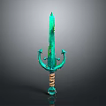 Turquoise Decorative Sword With Artistic Hilt And Wrapped Handle Design