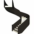 Modern Curved Staircase Design With Metallic Frame And Illuminated Steps 3d model