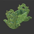 Vintage Copper Blue Decorative Storage Box With Intricate Carved Ornamental Patterns