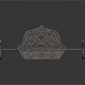 Ornamental Metal Stand With Intricate Carvings And Gear Wheels Design