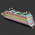 Modern Luxury Cruise Ship With Multiple Decks Red Funnels And Reflection 3d model