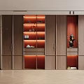 Modern Minimalist Entryway Cabinet And Side Cabinet With Wooden Design Warm Lighting And Decorative Items