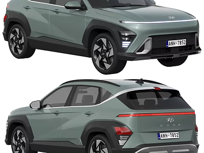 Hyundai Light Green SUV Front And Rear Views With Modern Design And Alloy Wheels 3d model