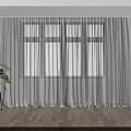 Bonsai Plant in Corner with Light Wall Wooden Floor on Small Stool near Window Curtain
