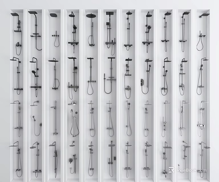 Various Modern Shower Head Designs With Different Styling Features For Bathroom 3d model