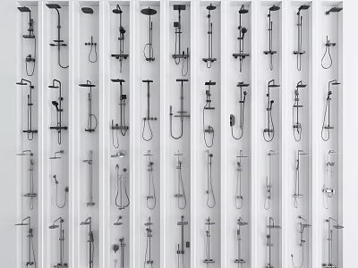 Various Modern Shower Head Designs With Different Styling Features For Bathroom 3d model