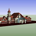 Classic Detached Villa With Red Roof Tower And Spacious Exterior Design