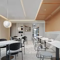 Modern Restaurant Interior With Round Tables Green Chairs And Large Windows