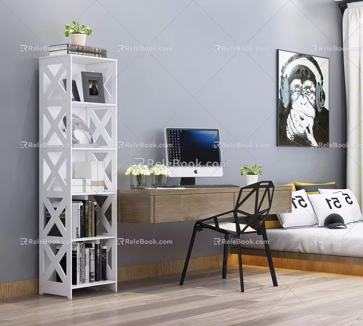 Storage Shelf Storage Cabinet Book 3d model