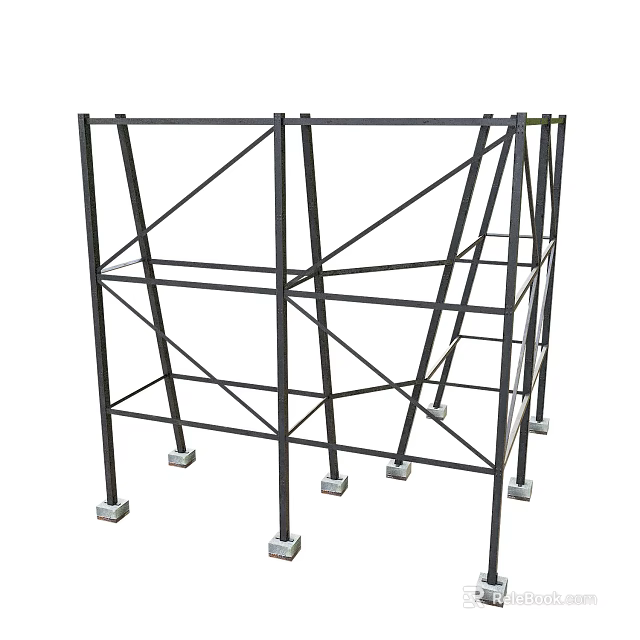 Black Metal Scaffolding Support Structure With Stable Base For Construction Use 3d model 