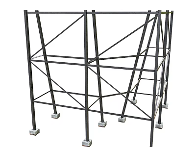 Black Metal Scaffolding Support Structure With Stable Base For Construction Use 3d model