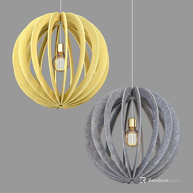 Two Yellow And Gray Spherical Ring Structured Modern Decorative Pendant Lights For Interior Decor 3d model