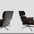 Leather Office Chair With High Back Armrests And Metal Base Casters 3d model