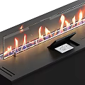 Elegant Modern Fireplace Interior Design With Glass Panel Flames And Control Panel 3d model