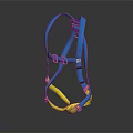 Blue and Yellow Safety Harness With Adjustable Straps For Protection 3d model